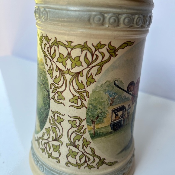 Vintage Ceramic German Beer Stein with Golf Scene and Pewter lid - Picture 10 of 11